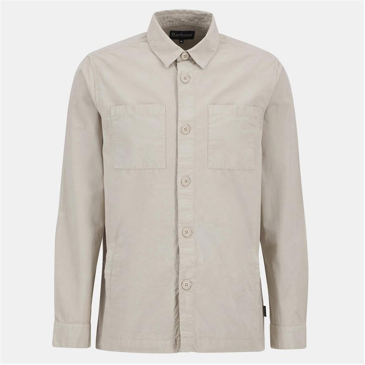 Barbour Men' Cream Rickfell Ripstop Cotton Long Sleeve Overshirt in Size S, Sports Direct