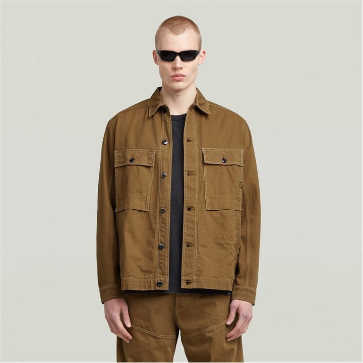 G Star Men's Beige Mosa Denim Cotton Long Sleeve Overshirt in Size XL, Sports Direct
