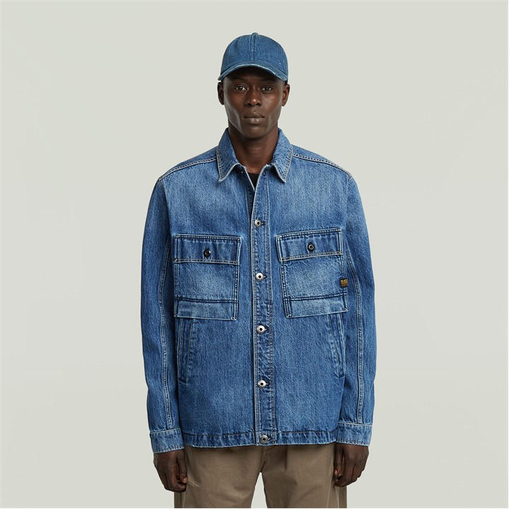 G Star Men's Blue Mosa Denim Cotton Long Sleeve Overshirt in Size XL, Sports Direct