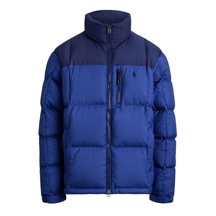 Polo Ralph Lauren Men's Blue El Cap Waterproof Duck Down Detachable Hood Short Puffer Jacket in Size L, Sports Direct