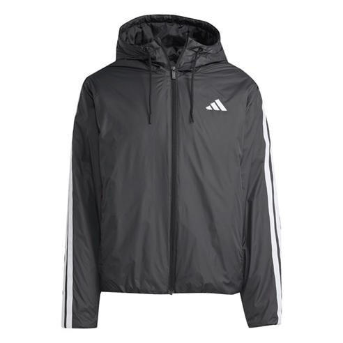 adidas - Men's 3 Stripe Essential Waterproof Wind Resistant Long Sleeve Puffer Jacket