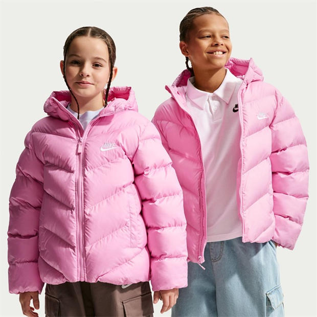Pink Rise/White - Nike - Loose-Fit Puffer Jacket Juniors