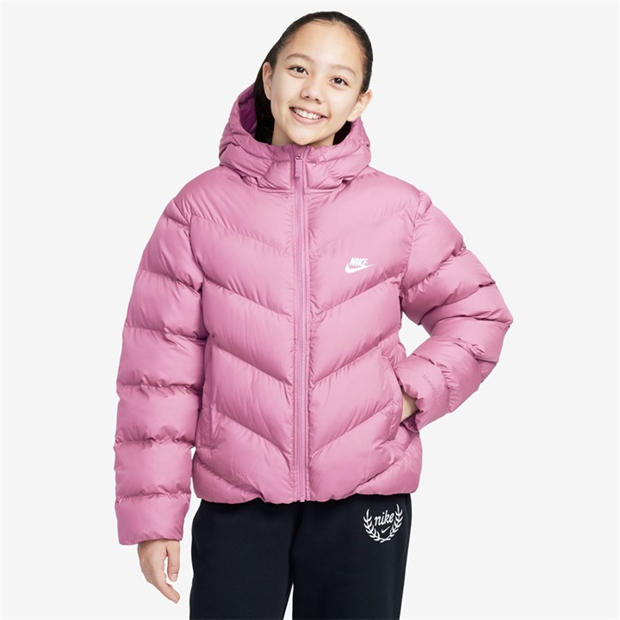 Pink Rise/White - Nike - Loose-Fit Puffer Jacket Juniors