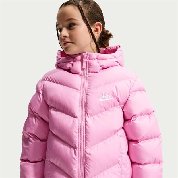Pink Rise/White - Nike - Loose-Fit Puffer Jacket Juniors