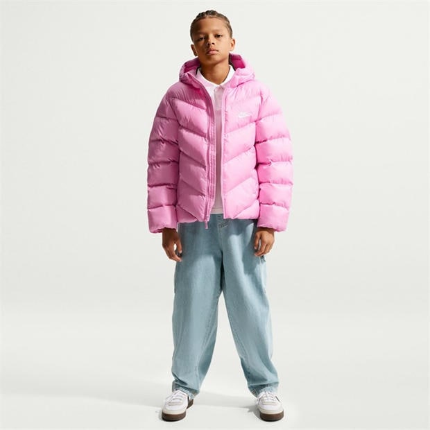 Pink Rise/White - Nike - Loose-Fit Puffer Jacket Juniors