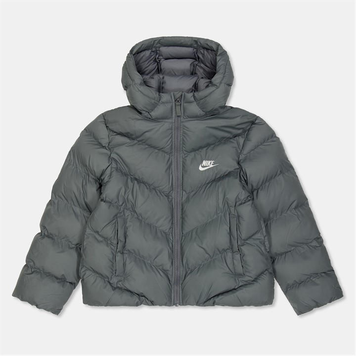 Nike  Kids Grey Loose-Fit Puffer Jacket  in Size 13 Years, Sports Direct