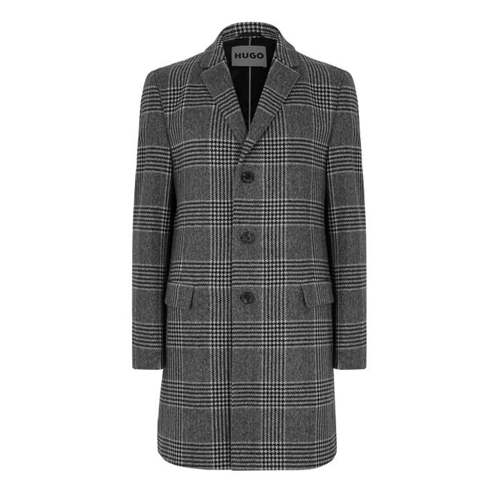 Hugo Men's Grey Migor2341 10252537 01 Overcoat in Size L, Sports Direct