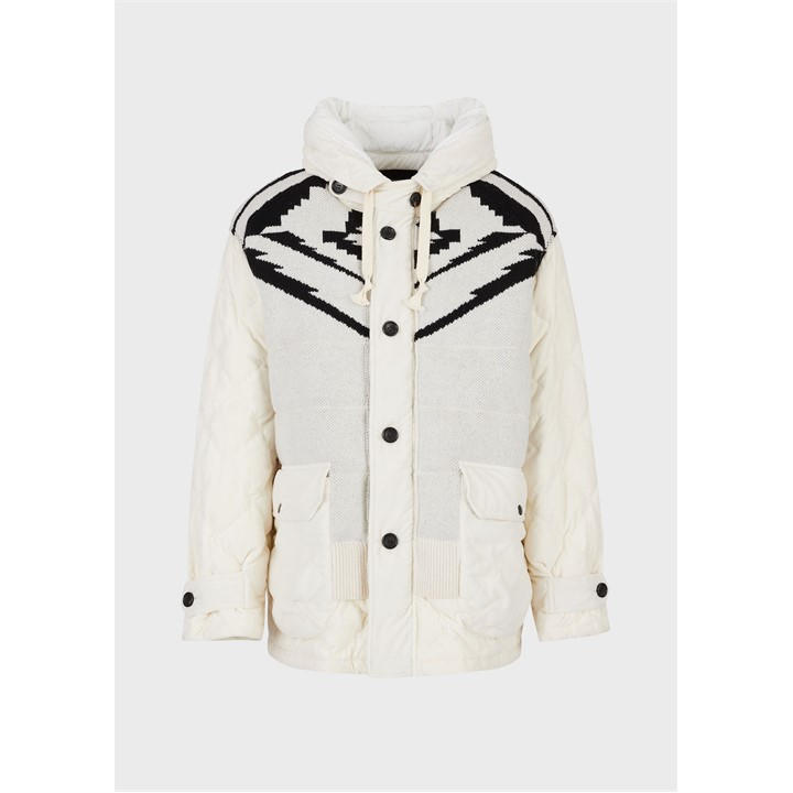 Emporio Armani Men' Cream Down Short Puffer Jacket in Size S, Sports Direct
