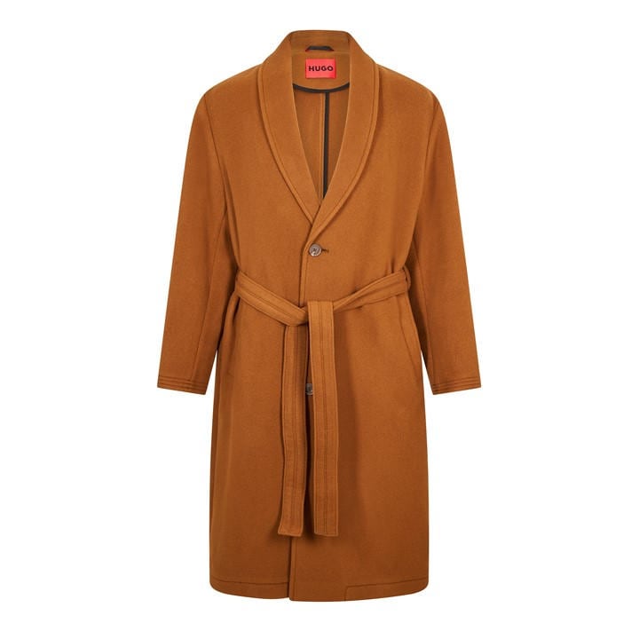 Hugo Men's Brown Marwan2341 10252542 01 Overcoat in Size L, Sports Direct
