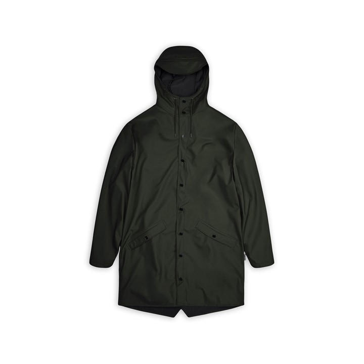 Rains  Green Long Waterproof Jacket in Size M, Sports Direct