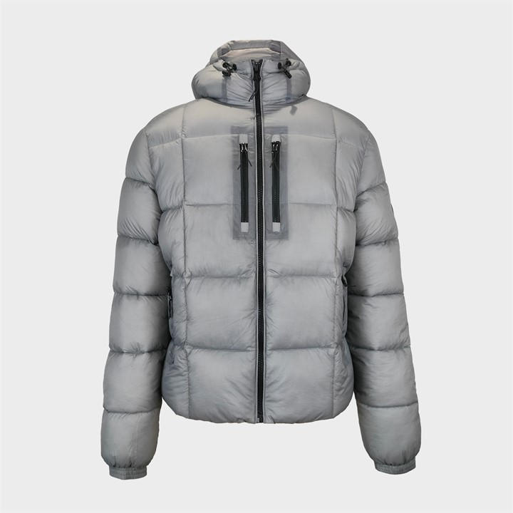Pretty Green Men's Grey Trafford Weather-Resistant Long Sleeve Short Puffer Jacket in Size 2XL, Sports Direct