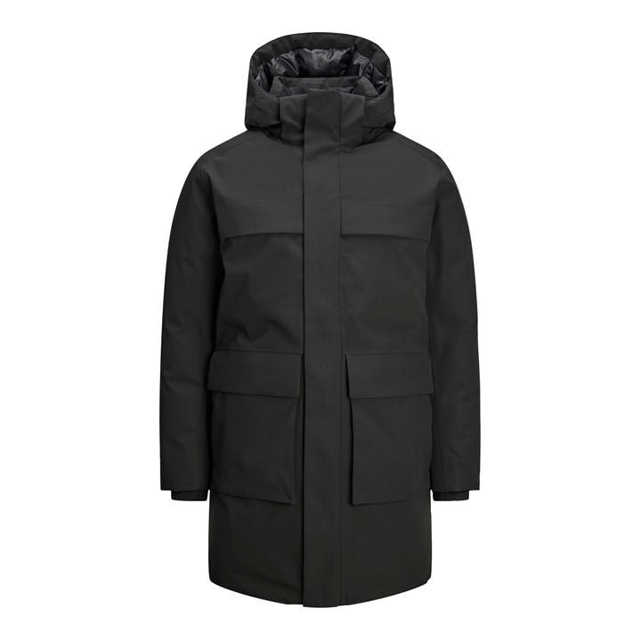 Jack And Jones Men's Black Blawave Insulated Winter Parka in Size M, Sports Direct
