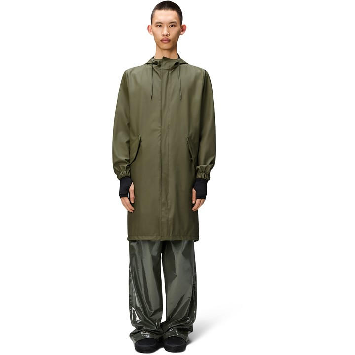 Rains  Green Fishtail Waterproof Parka in Size S, Sports Direct