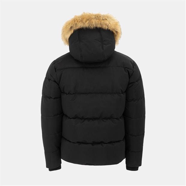 Black - Pretty Green - Men's Pretty's Hooded Long Sleeve Short Puffer Jacket