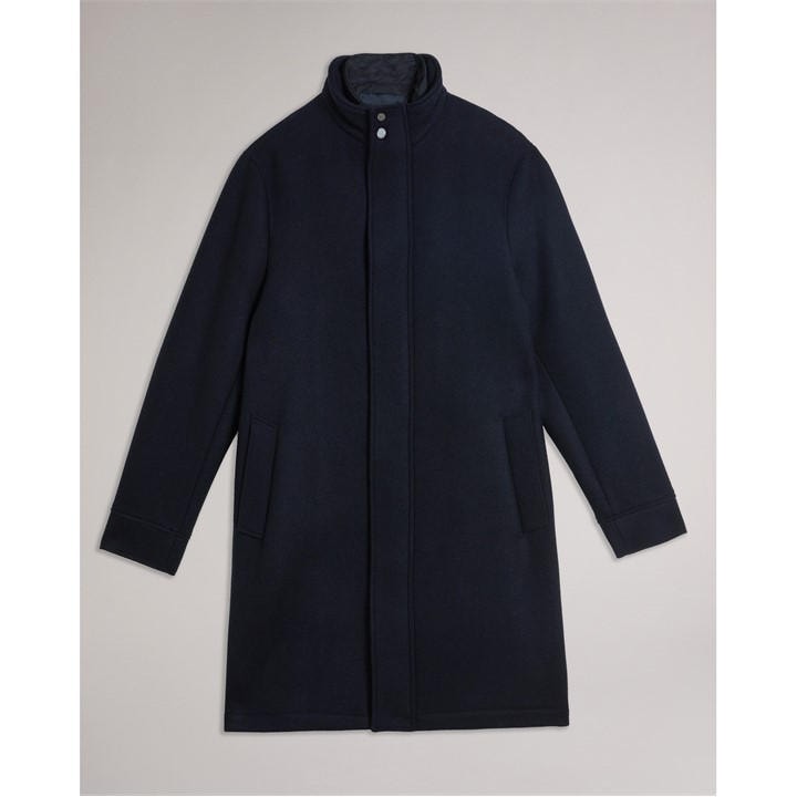 Ted Baker Men' Blue Funnel Neck Overcoat in Size S, Sports Direct