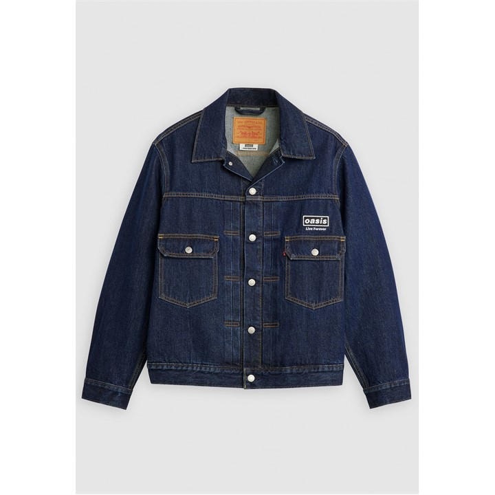 Levis Men's Blue Oasis Type 2 Long Sleeve Denim Jacket in Size L, Sports Direct