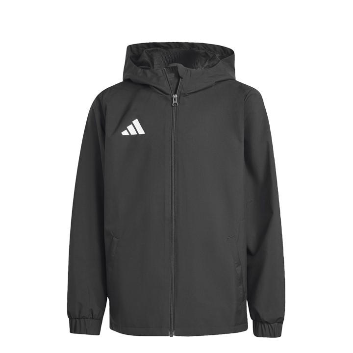 Adidas Boys Black Kids' Entrada 26 Water And Wind Resistant Rain Anorak in Size 5 - 6 Years, Sports Direct
