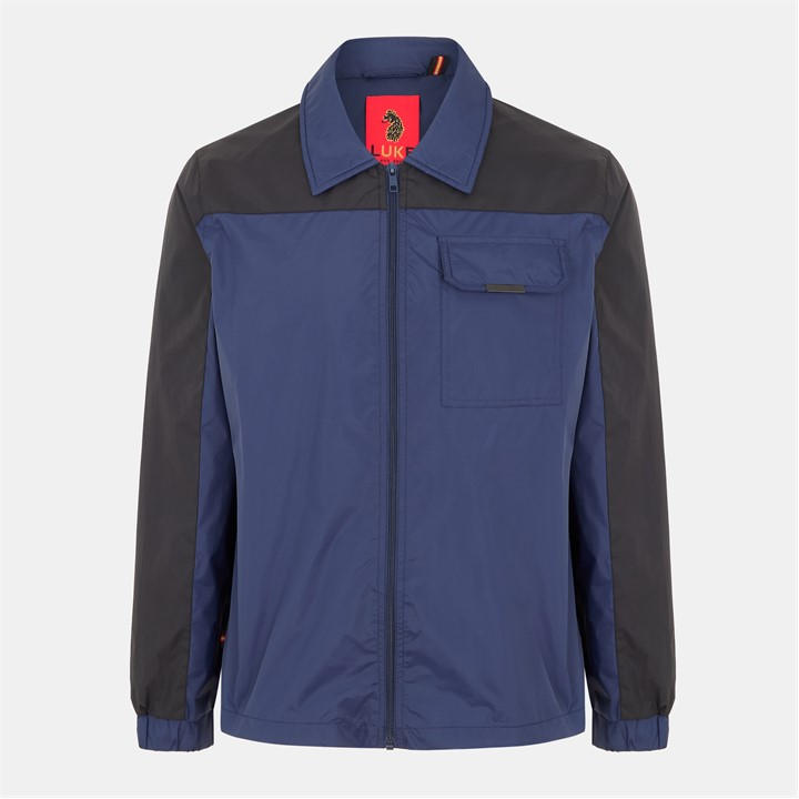 Luke Men's 'S Ribbed Zip Lightweight Bomber Jacket - Black Navy - Small - Image 2