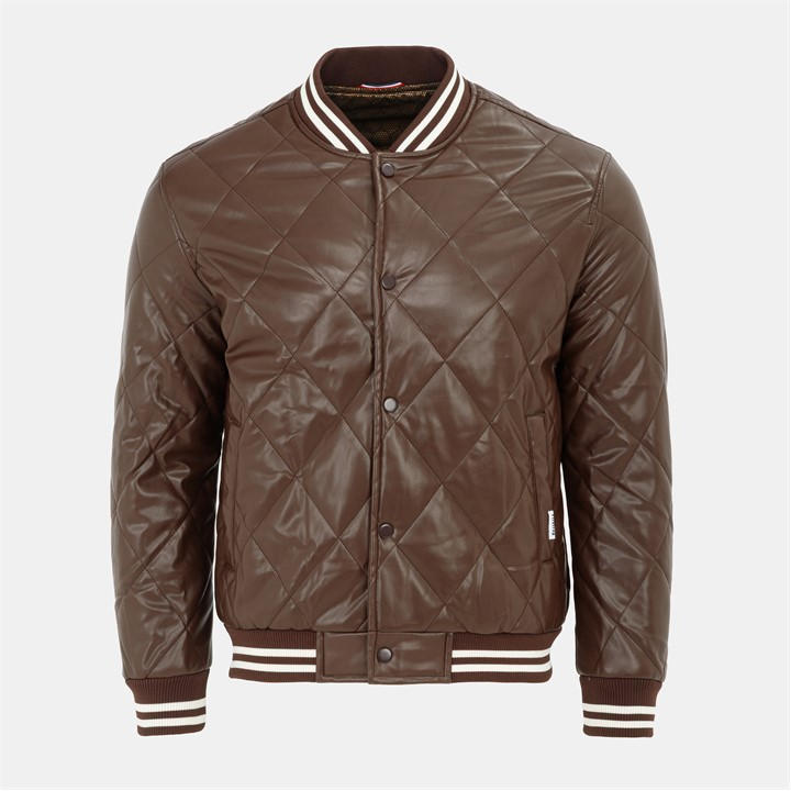 Firetrap Men's Coffee Solid Patterned Snap Button Ribbed Cuff Bomber Jacket - Xxs - Image 2