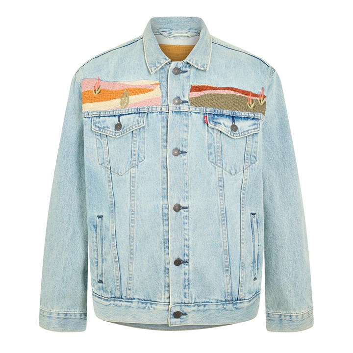 Levis Men's Green Trucker Denim Jacket in Size L, Sports Direct
