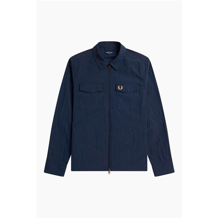 Fred Perry Men's Blue Long Sleeve Zip Overshirt in Size 2XL, Sports Direct