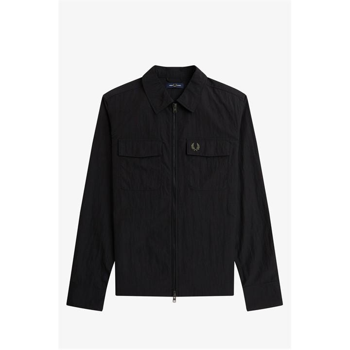 Fred Perry Men's Black Long Sleeve Zip Overshirt in Size 2XL, Sports Direct