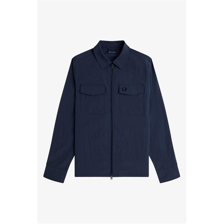 Fred Perry Men's Blue Long Sleeve Zip Overshirt in Size 2XL, Sports Direct