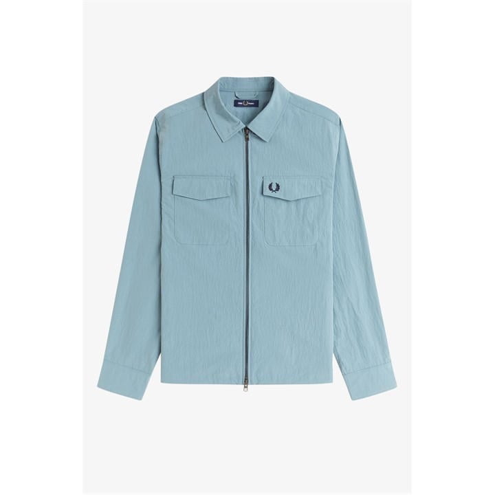 Fred Perry Men's Blue Long Sleeve Zip Overshirt in Size 2XL, Sports Direct