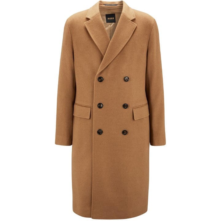Boss Men's Beige Henk Tailored Formal Coat in Size L, Sports Direct