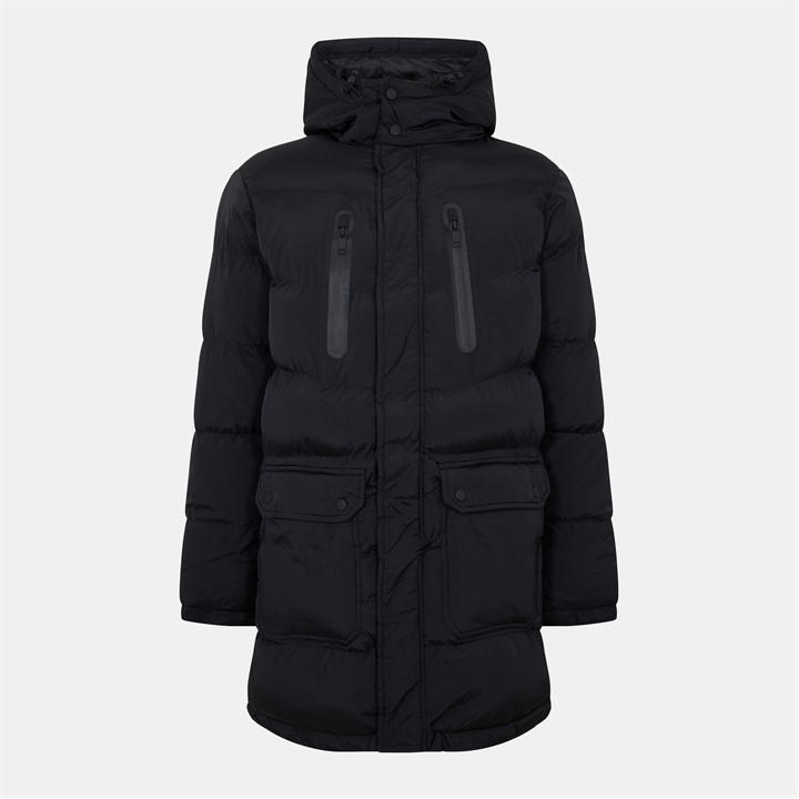 Brave Soul Men's Black Long Sleeve Short Puffer Jacket in Size L, Sports Direct