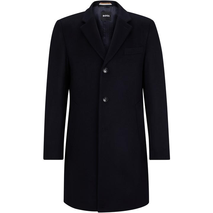 Boss Men' Blue Hyde Tailored Fit Long Formal Coat in Size S, Sports Direct