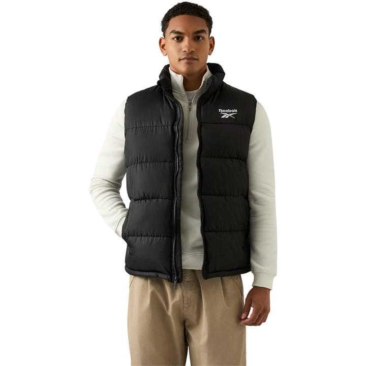 Reebok Men' Black Heavyweight Quilted Puffer Gilet in Size S, Sports Direct