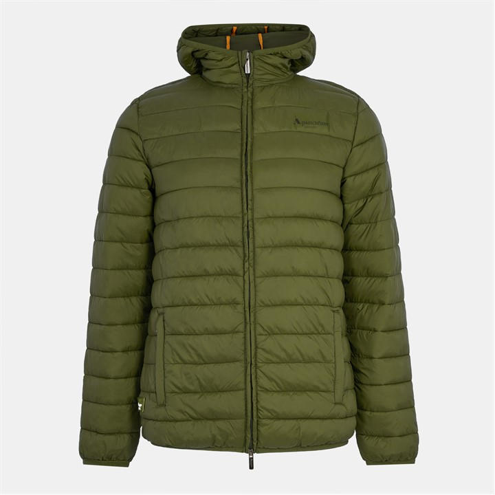 Aquascutum Men's Green Hooded Hip Length Long Sleeve Medium Puffer Jacket in Size XL, Sports Direct