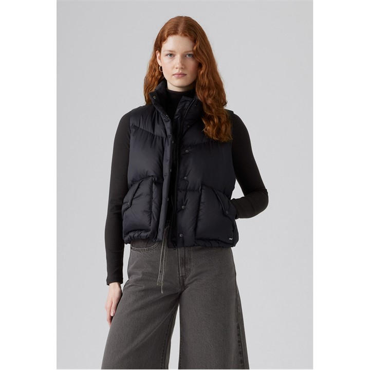 Levis Women's Black Levi's Western Insulated Short Puffer Jacket in Size 14, Sports Direct