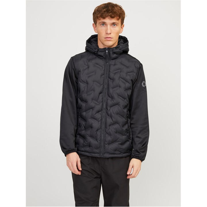 Jack And Jones Men's Black Lightweight Hybrid Jacket in Size XL, Sports Direct