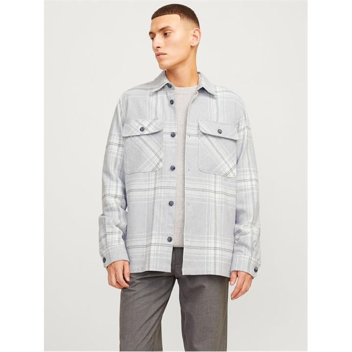 Jack And Jones Men's Grey Raymond Long Sleeve Overshirt in Size M, Sports Direct