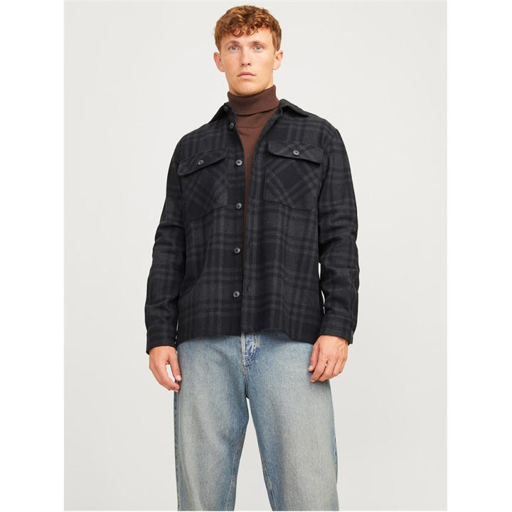 Jack And Jones Men's Black Raymond Long Sleeve Overshirt in Size M, Sports Direct