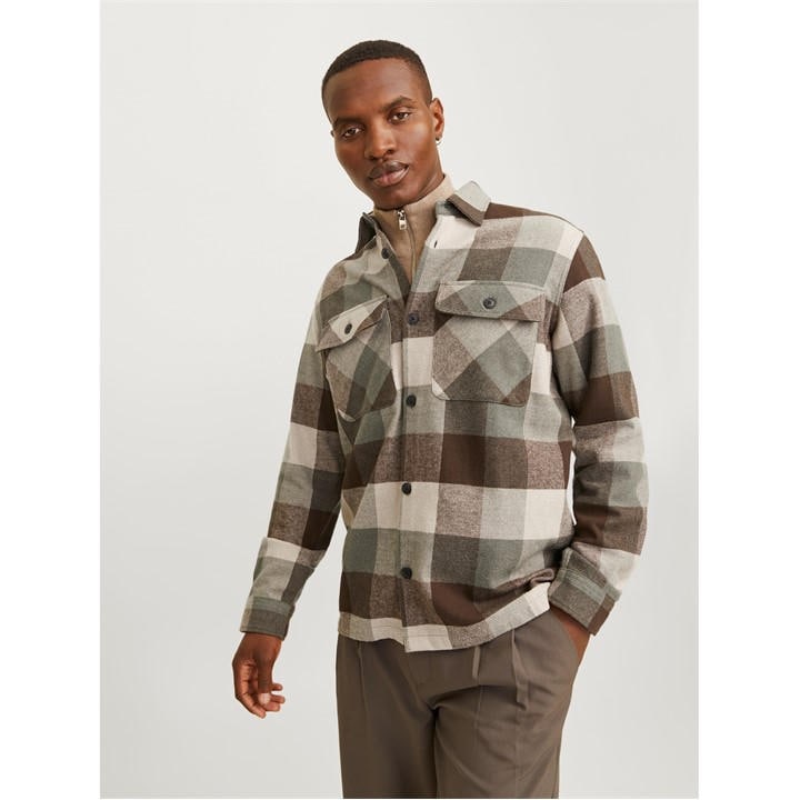 Jack And Jones Men's Green Raymond Long Sleeve Overshirt in Size XS, Sports Direct