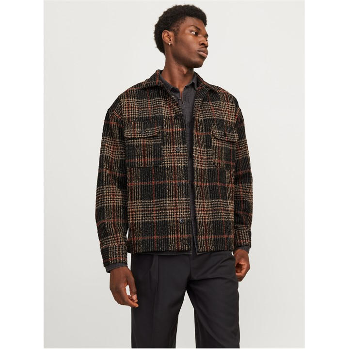 Jack And Jones Men' Black Boucle Overshirt in Size S, Sports Direct