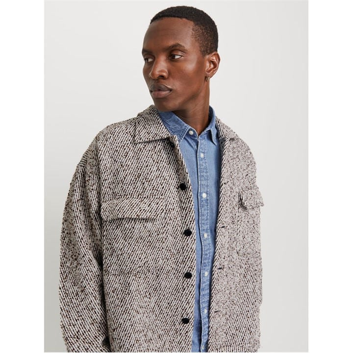 Jack And Jones Men' Brown Winter Button-Front Overshirt in Size S, Sports Direct