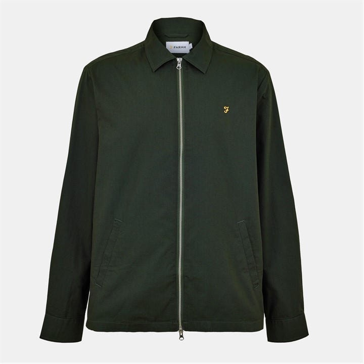 Farah Men's Green Radley Long Sleeve Zipped Overshirt in Size 2XL, Sports Direct
