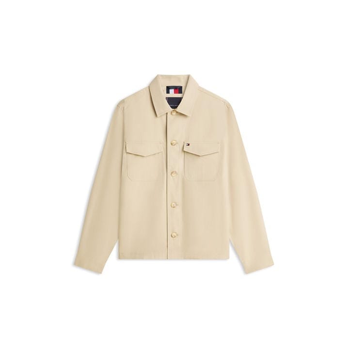 Tommy Hilfiger Men's Beige Cotton Nylon Shirt Jacket in Size XL, Sports Direct