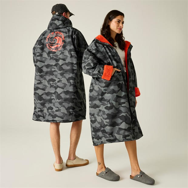 Šedá/čierna kamufláž - Regatta - Unisex Adults Waterproof Windproof Borg Fleece Oversized Fit Insulated Robe