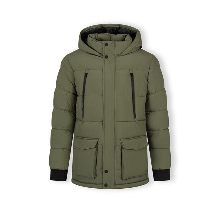 Minoti Men's Green Long Jacket Fleece Lined Zip Pockets Khaki in Size XS, Sports Direct