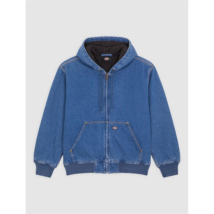 Dickies Men's Blue Denim Hood Bomber in Size M, Sports Direct