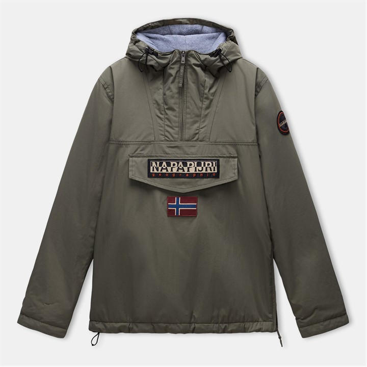 Napapijri Men's Green Rainforest Water Resistant Hooded Long Sleeve Rain Anorak in Size XL, Sports Direct