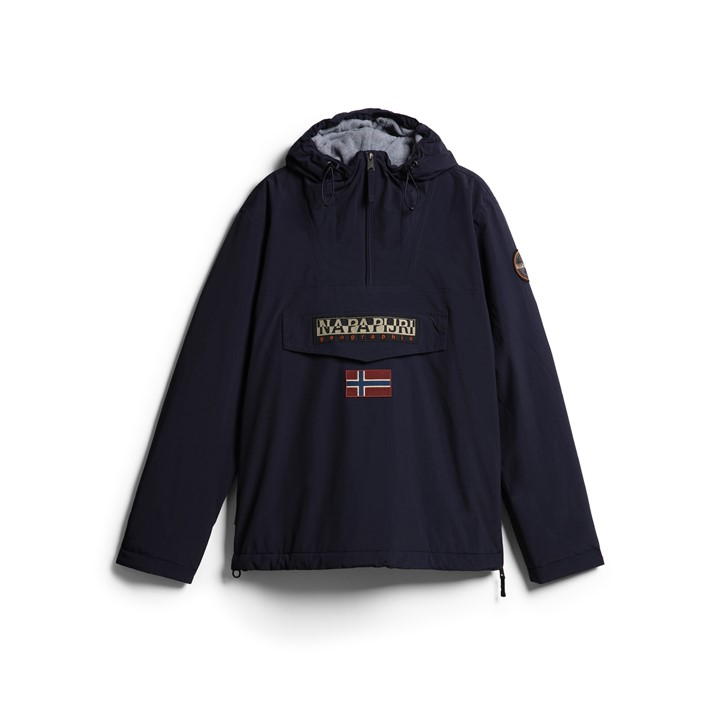 Napapijri Men's Blue Rainforest Water Resistant Hooded Long Sleeve Rain Anorak in Size 3XL, Sports Direct