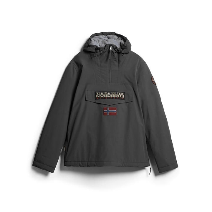 Napapijri Men's Grey Rainforest Water Resistant Hooded Long Sleeve Rain Anorak in Size XS, Sports Direct