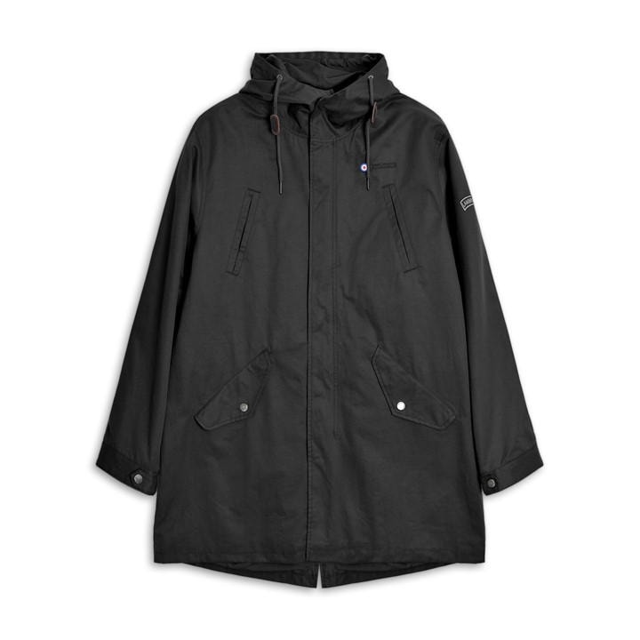 Lambretta Men's Black Shower Resistant Parka in Size XL, Sports Direct