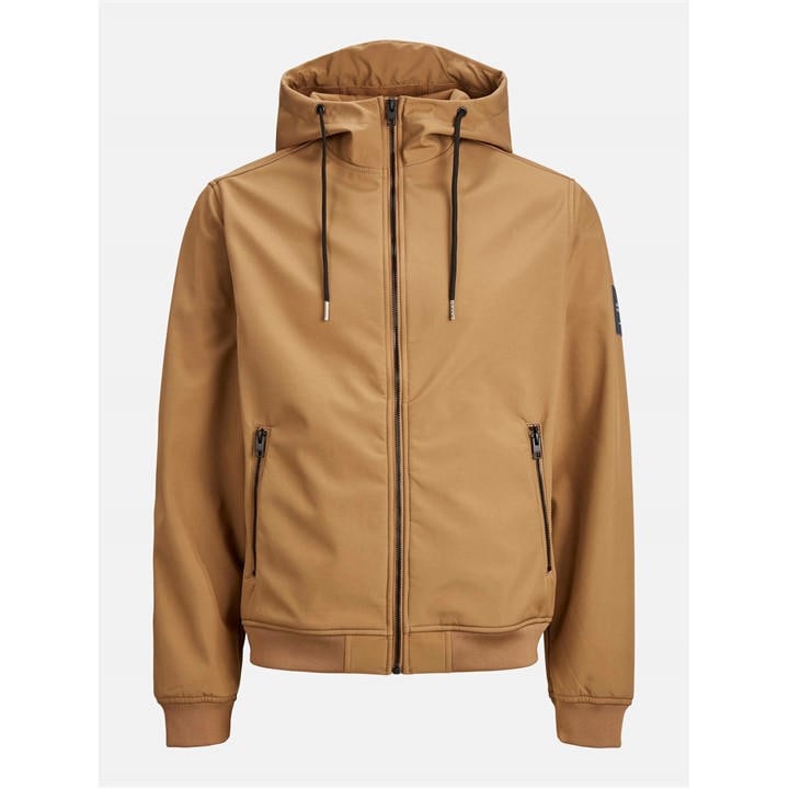 Jack And Jones Men's Brown Zipped Hooded Softshell Jacket in Size 2XL, Sports Direct